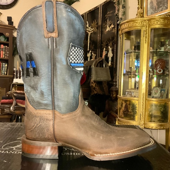 Dan Post Women's Thin Blue Line Leather Boots 8.5 NEW IN BOX Flag Patch Cowboy - Picture 6 of 12